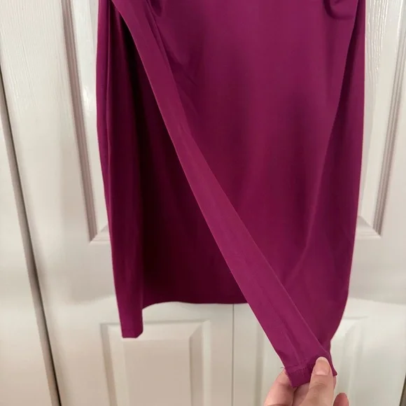 Women’s v-neck ruched sleeveless dress in magenta, size XL NWT - Picture 6 of 14